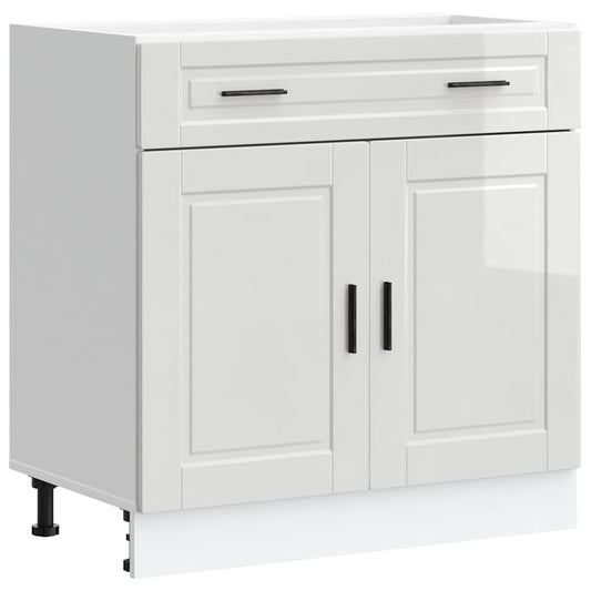 Kitchen Base Cabinet "Porto" High Gloss White Engineered Wood Kitchen Base Cabinet "Porto" High Gloss White Engineered Wood