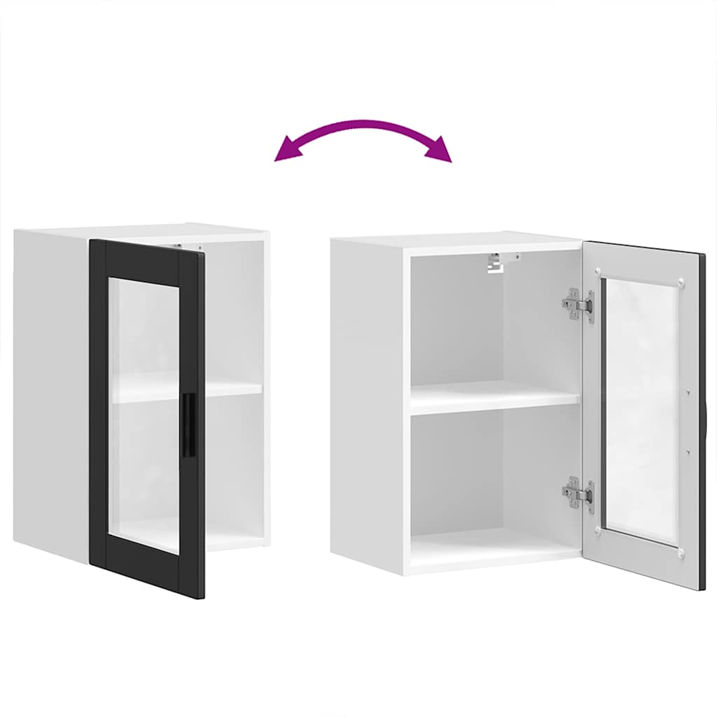 Kitchen Wall Cabinet with Glass Door "Porto" Black