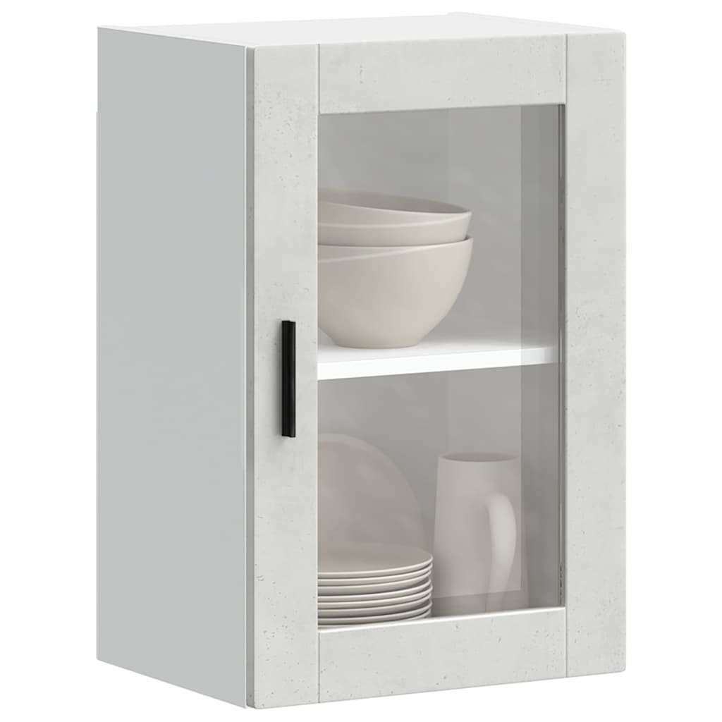 Kitchen Wall Cabinet with Glass Door "Porto" Concrete Grey