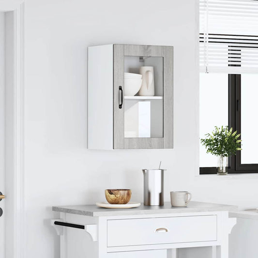 Kitchen Wall Cabinet with Glass Door Porto Grey Sonoma Kitchen Wall Cabinet with Glass Door Porto Grey Sonoma