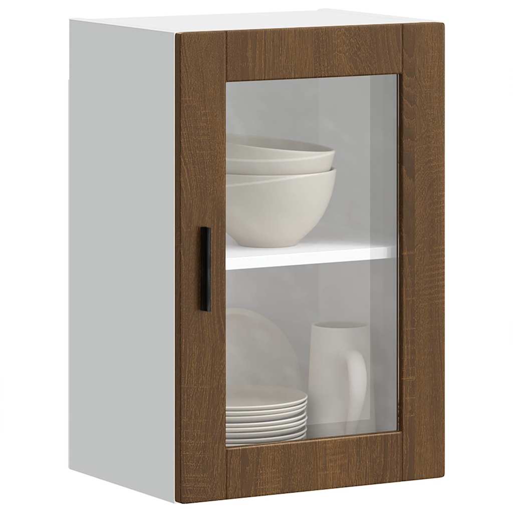 Kitchen Wall Cabinet with Glass Door "Porto" Brown Oak