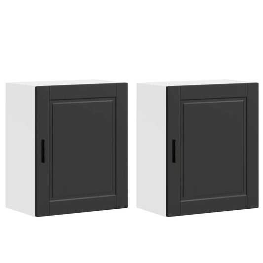 Kitchen Wall Cabinets 2 pcs "Porto" Black Engineered Wood Kitchen Wall Cabinets 2 pcs "Porto" Black Engineered Wood