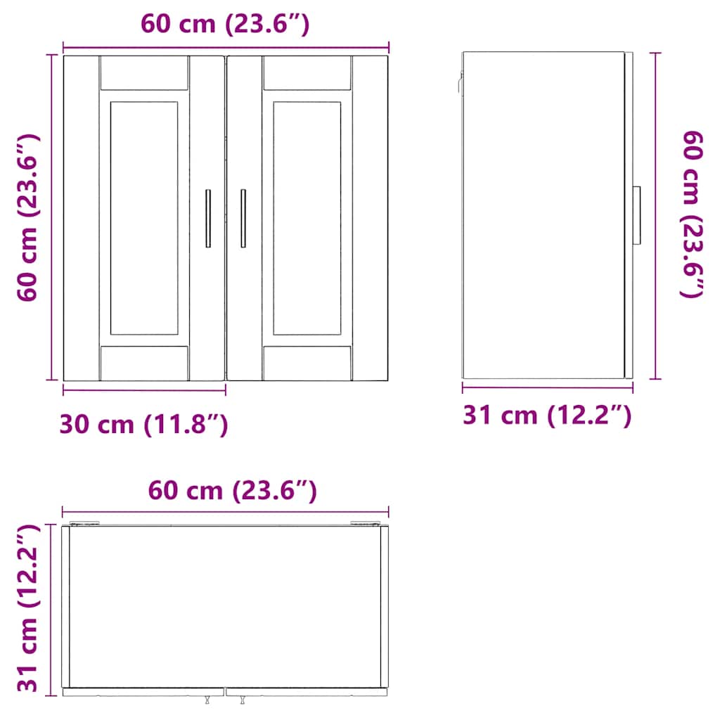 Kitchen Wall Cabinet "Porto" High Gloss White Engineered Wood