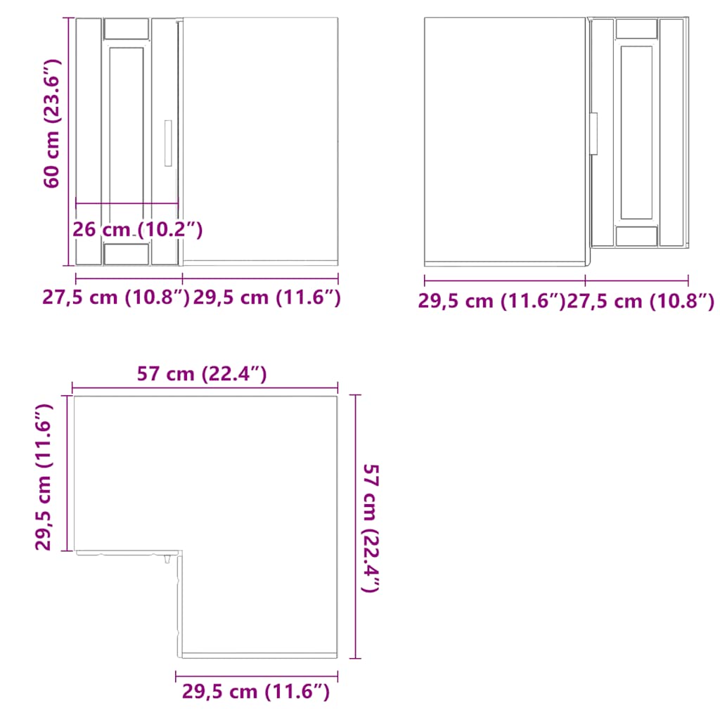 Kitchen Wall Corner Cabinet "Porto" High Gloss White