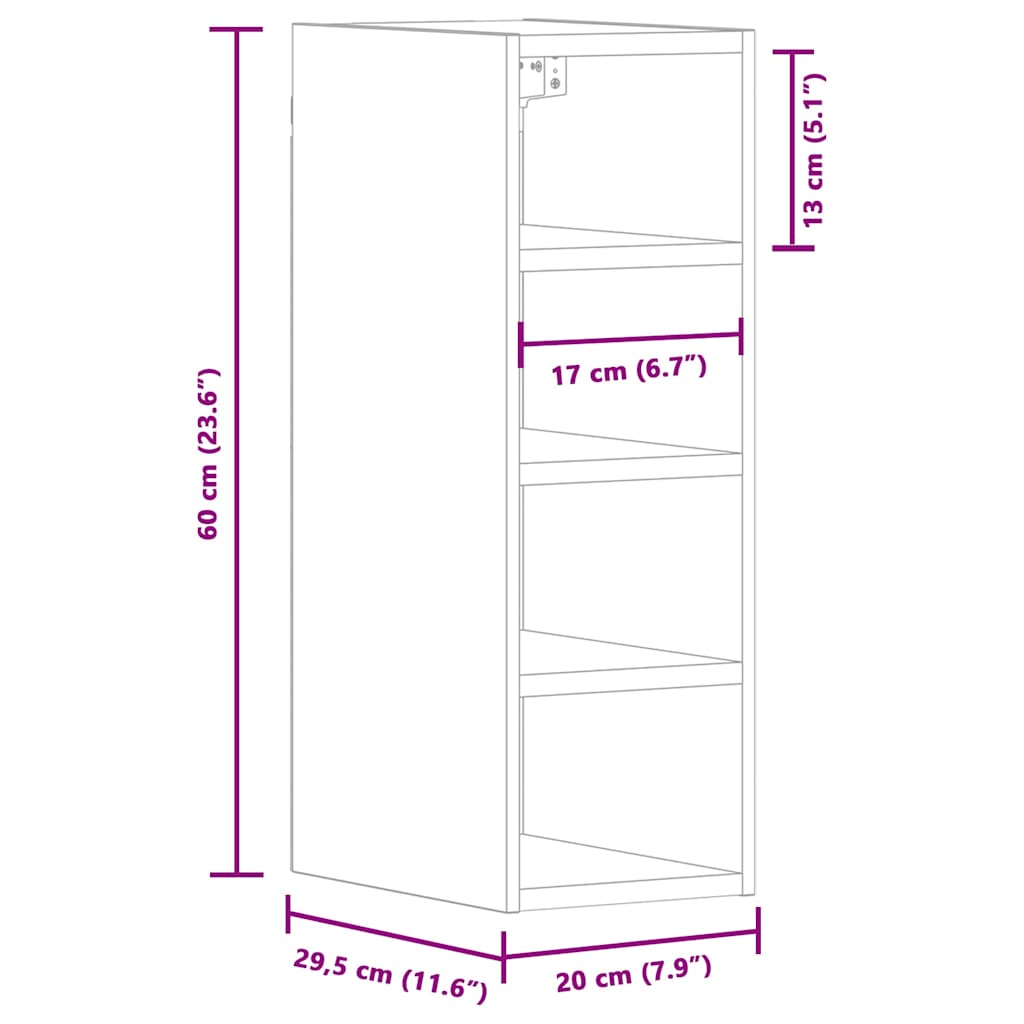 Hanging Cabinet Riga Concrete Grey 20x29.5x60 cm Engineered Wood