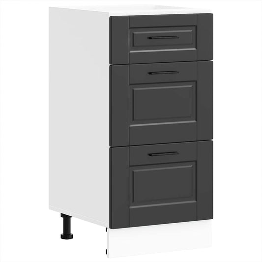 Kitchen Base Cabinet "Porto" Black Engineered Wood Kitchen Base Cabinet "Porto" Black Engineered Wood