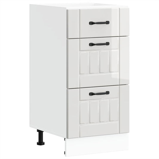 Kitchen Base Cabinet "Lucca" High Gloss White Engineered Wood Kitchen Base Cabinet "Lucca" High Gloss White Engineered Wood