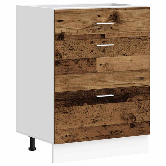 Kitchen Base Cabinet "Lyon" Old Wood Engineered Wood Kitchen Base Cabinet "Lyon" Old Wood Engineered Wood