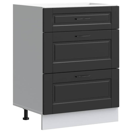 Kitchen Base Cabinet "Porto" Black Engineered Wood Kitchen Base Cabinet "Porto" Black Engineered Wood