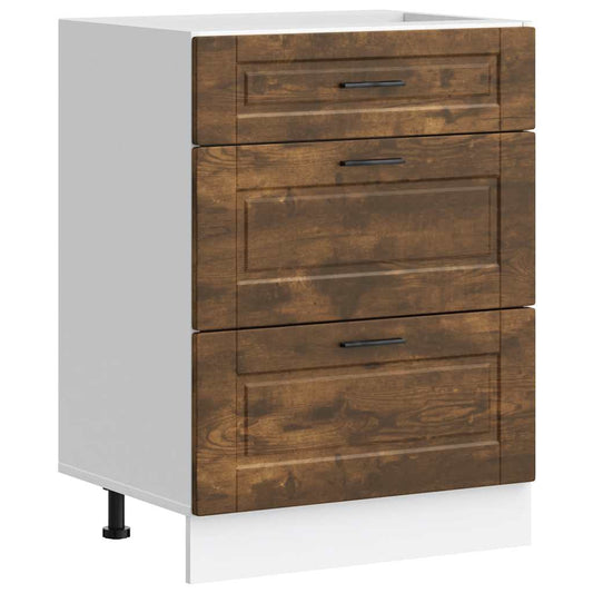 Kitchen Base Cabinet "Porto" Smoked Oak Engineered Wood Kitchen Base Cabinet "Porto" Smoked Oak Engineered Wood