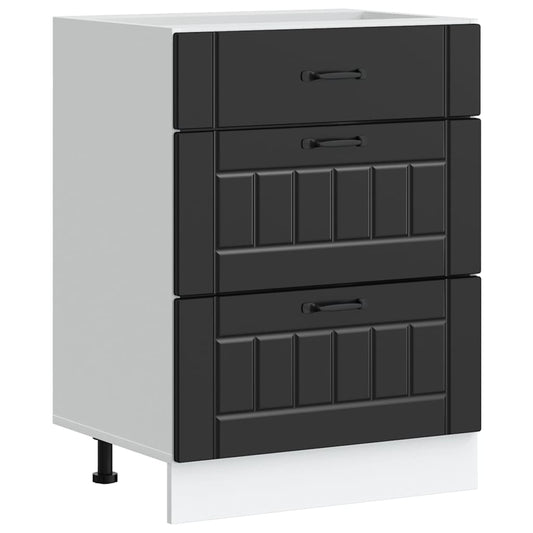 Kitchen Base Cabinet "Lucca" Black Engineered Wood Kitchen Base Cabinet "Lucca" Black Engineered Wood