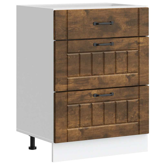 Kitchen Base Cabinet "Lucca" Smoked Oak Engineered Wood Kitchen Base Cabinet "Lucca" Smoked Oak Engineered Wood