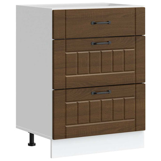 Kitchen Base Cabinet "Lucca" Brown Oak Engineered Wood Kitchen Base Cabinet "Lucca" Brown Oak Engineered Wood