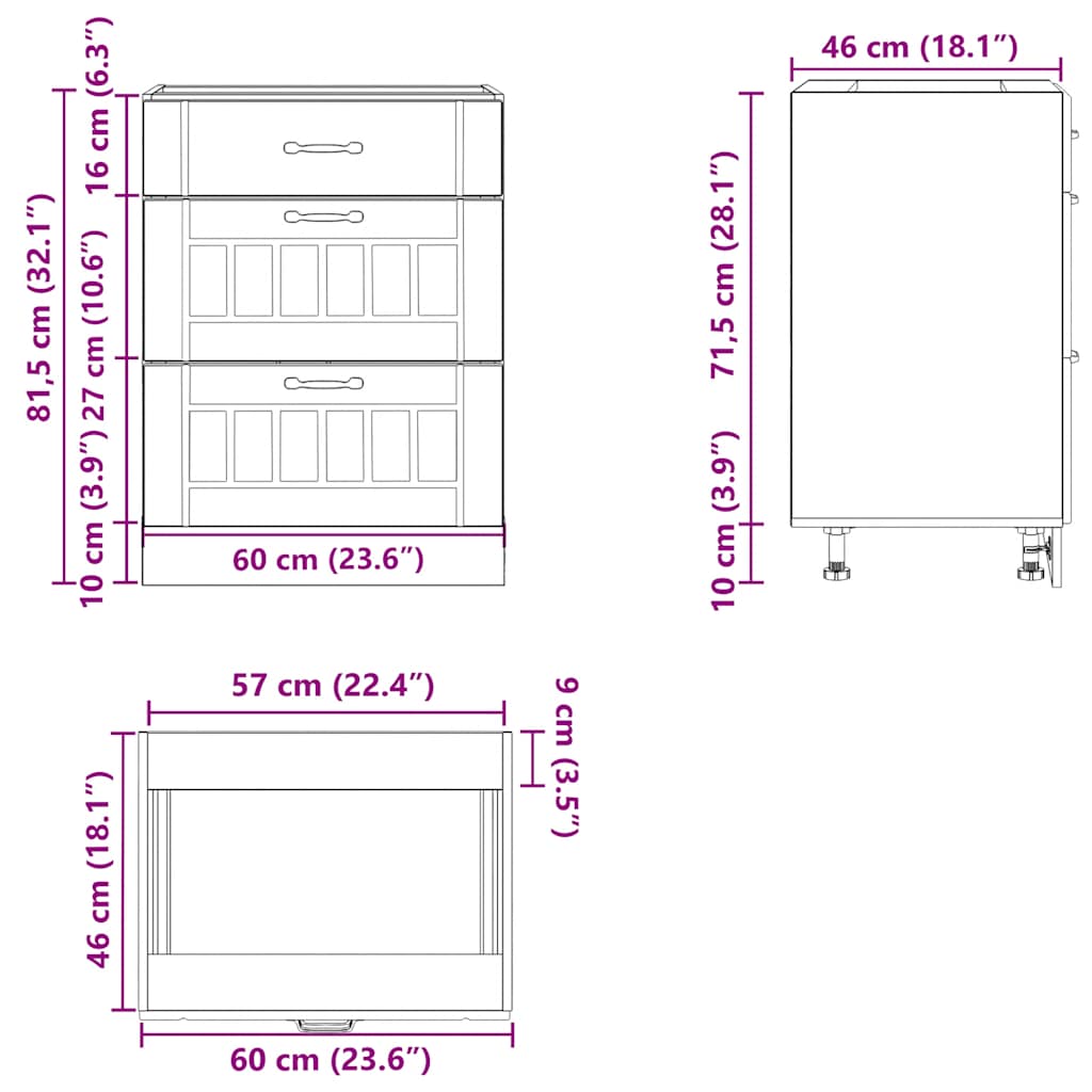 Kitchen Base Cabinet "Lucca" Artisan Oak Engineered Wood