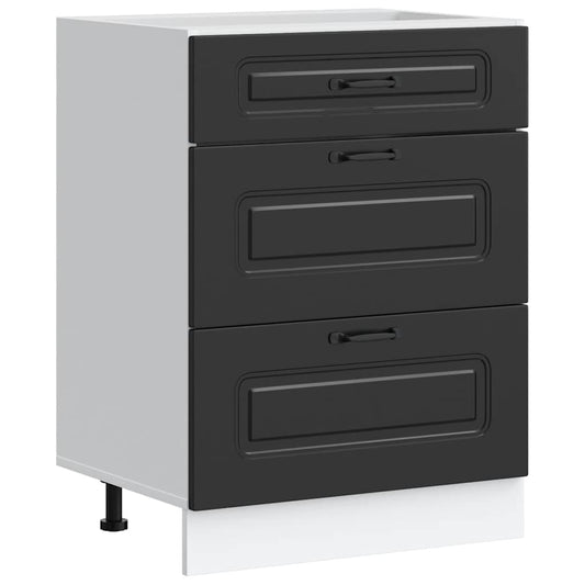 Kitchen Base Cabinet "Kalmar" Black Engineered Wood Kitchen Base Cabinet "Kalmar" Black Engineered Wood