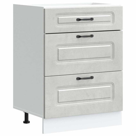 Kitchen Base Cabinet "Kalmar" Concrete Grey Engineered Wood Kitchen Base Cabinet "Kalmar" Concrete Grey Engineered Wood