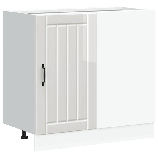 Kitchen Base Cabinet "Lucca" High Gloss White Engineered Wood Kitchen Base Cabinet "Lucca" High Gloss White Engineered Wood