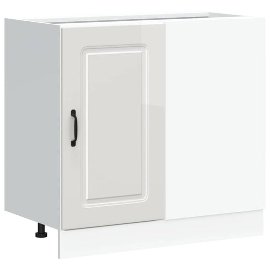 Kitchen Base Cabinet "Kalmar" High Gloss White Engineered Wood Kitchen Base Cabinet "Kalmar" High Gloss White Engineered Wood