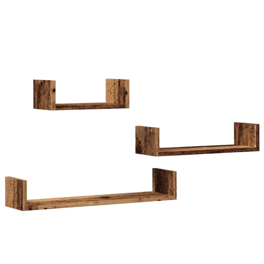 Wall Shelves 3 pcs Old Wood Engineered Wood Wall Shelves 3 pcs Old Wood Engineered Wood