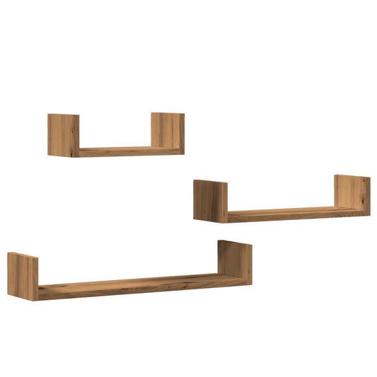 Wall Shelves 3 pcs Artisan Oak Engineered Wood Wall Shelves 3 pcs Artisan Oak Engineered Wood