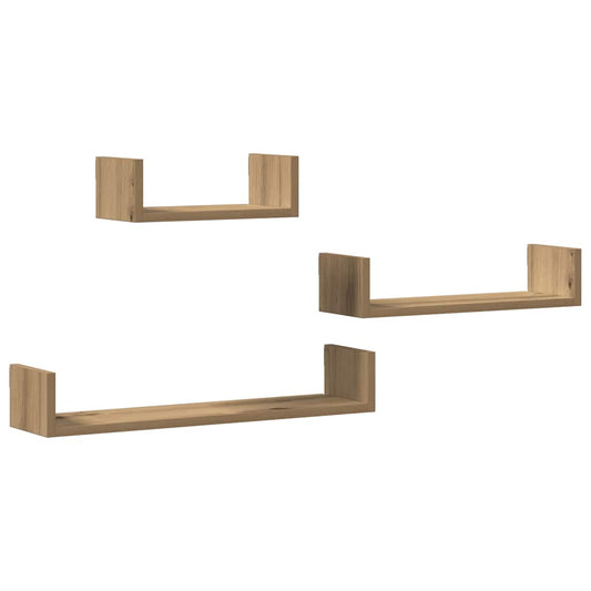 Wall Shelves 3 pcs Artisan Oak Engineered Wood Wall Shelves 3 pcs Artisan Oak Engineered Wood