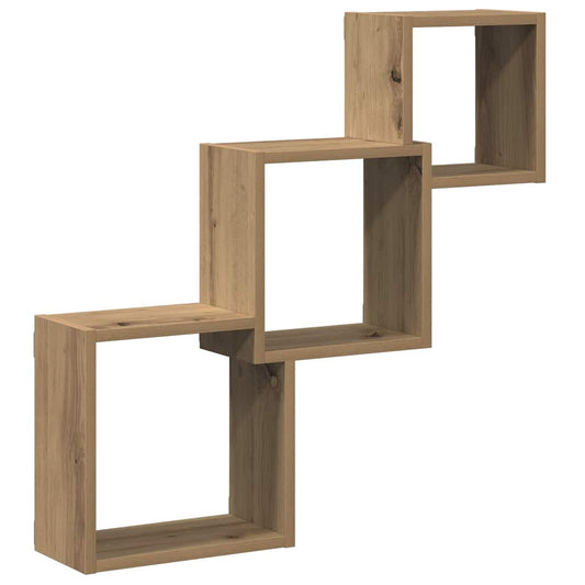 Wall Cube Shelves Artisan Oak 68x15x68 cm Engineered Wood Wall Cube Shelves Artisan Oak 68x15x68 cm Engineered Wood