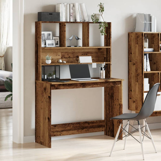 Desk with Shelves Old Wood 102x45x148 cm Engineered Wood Desk with Shelves Old Wood 102x45x148 cm Engineered Wood