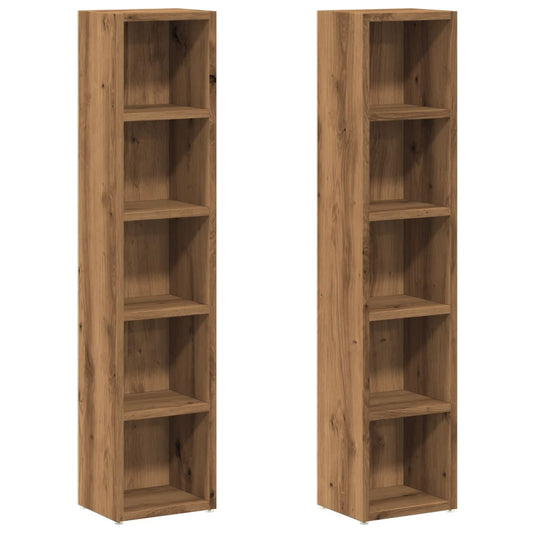 CD Cabinets 2 pcs Artisan Oak 21x16x93.5 cm Engineered Wood CD Cabinets 2 pcs Artisan Oak 21x16x93.5 cm Engineered Wood
