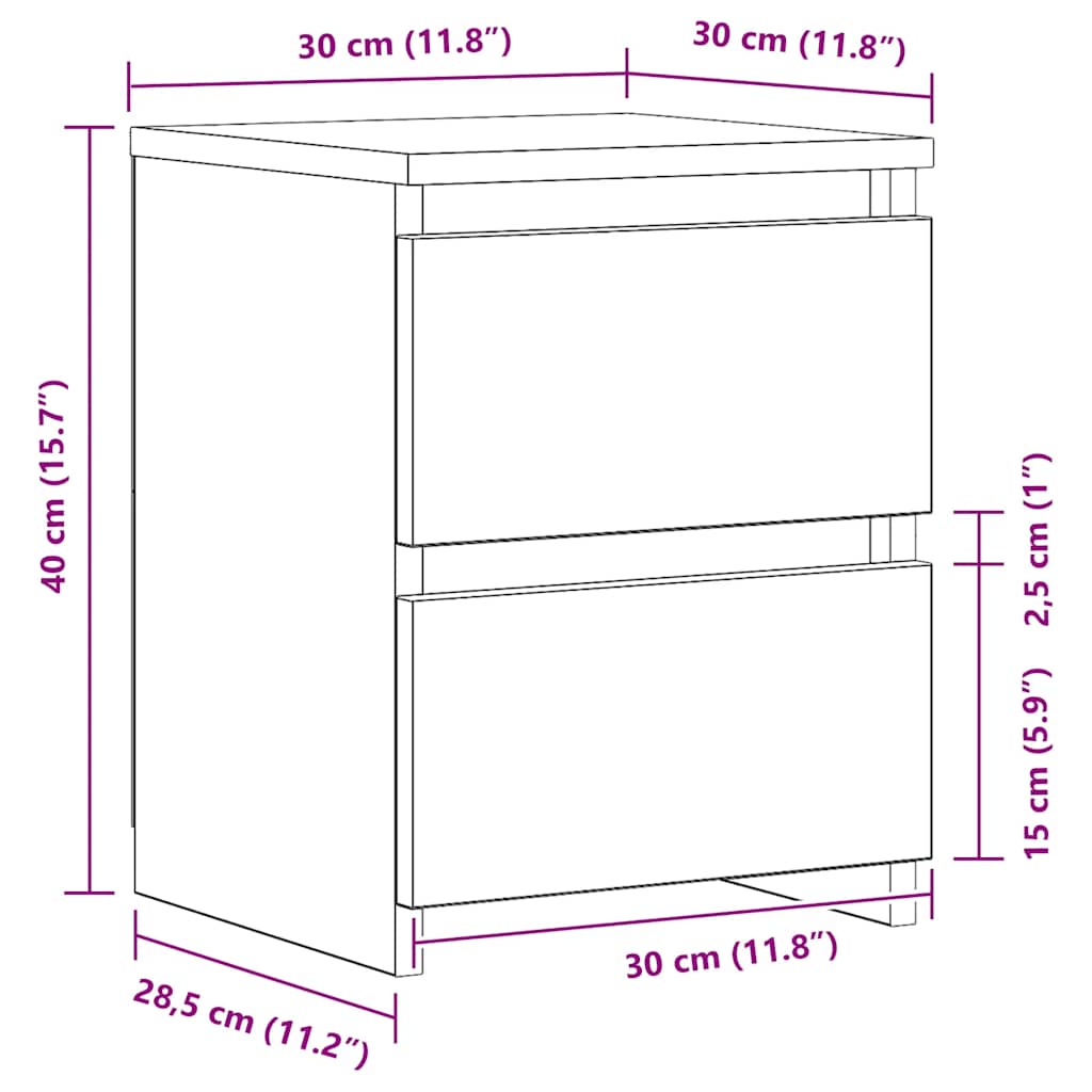 Bedside Cabinet Aritisan Oak 30x30x40 cm Engineered Wood