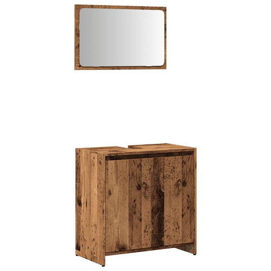 2 Piece Bathroom Furniture Set Old Wood Engineered Wood 2 Piece Bathroom Furniture Set Old Wood Engineered Wood