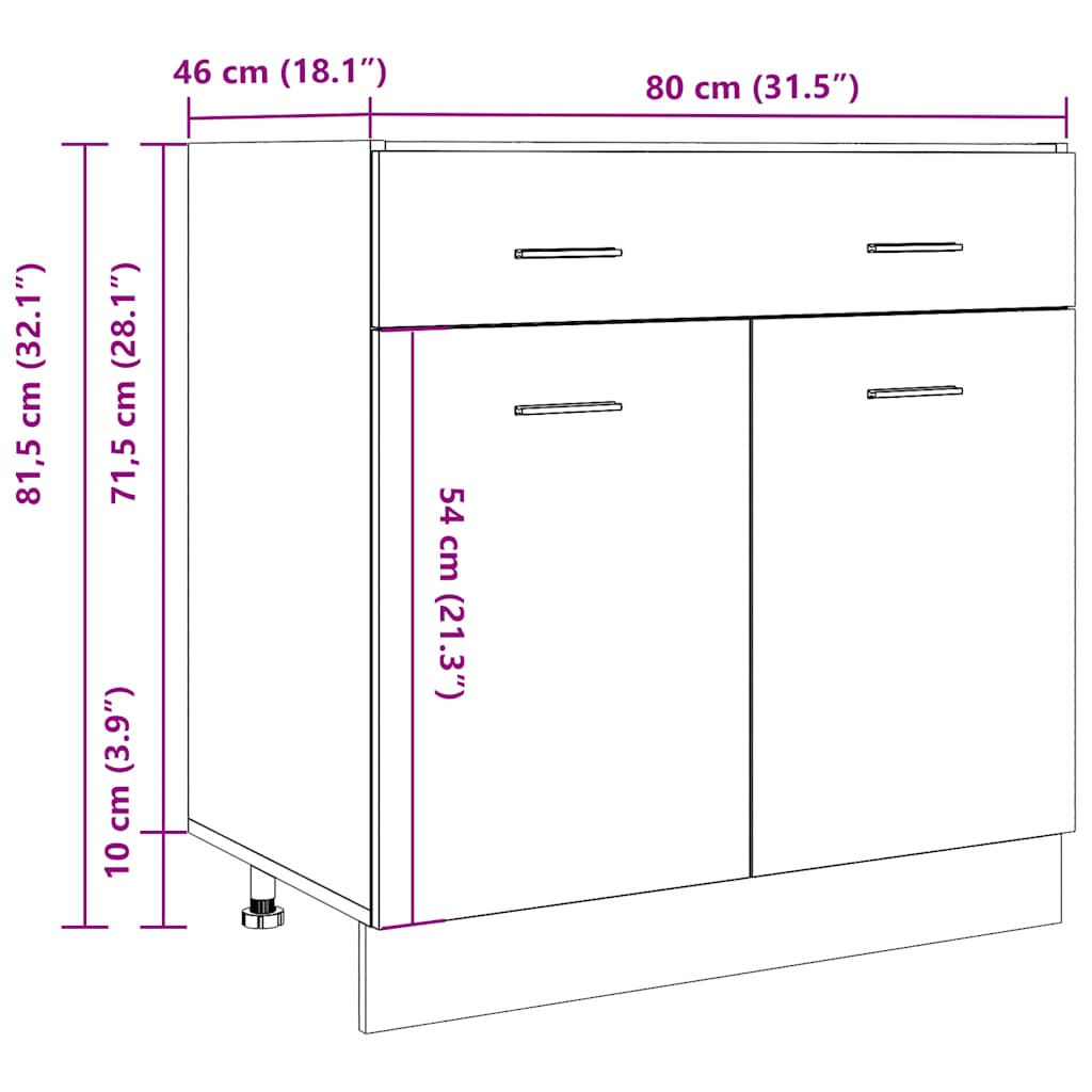 Drawer Bottom Cabinet "Lyon" Concrete Grey 80x46x81.5 cm