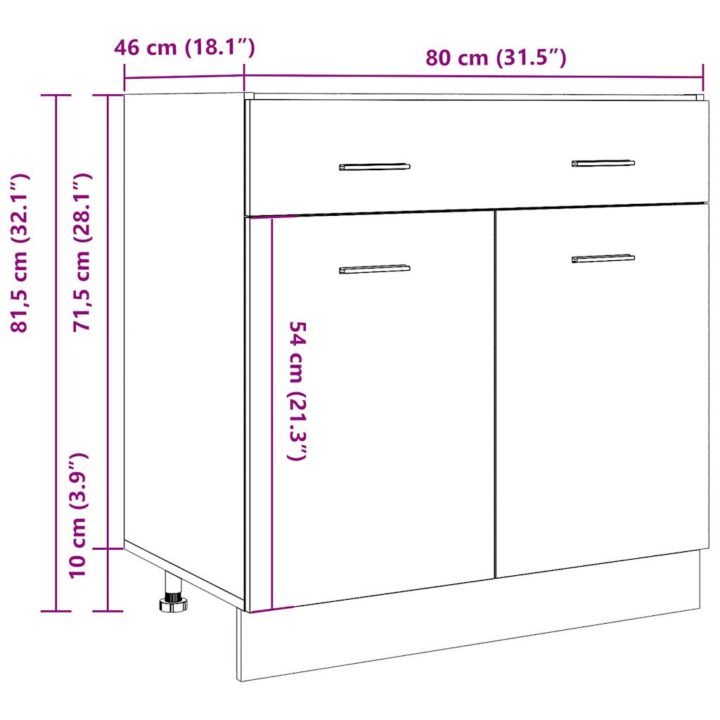 Drawer Bottom Cabinet "Lyon" Old Wood 80x46x81.5 cm