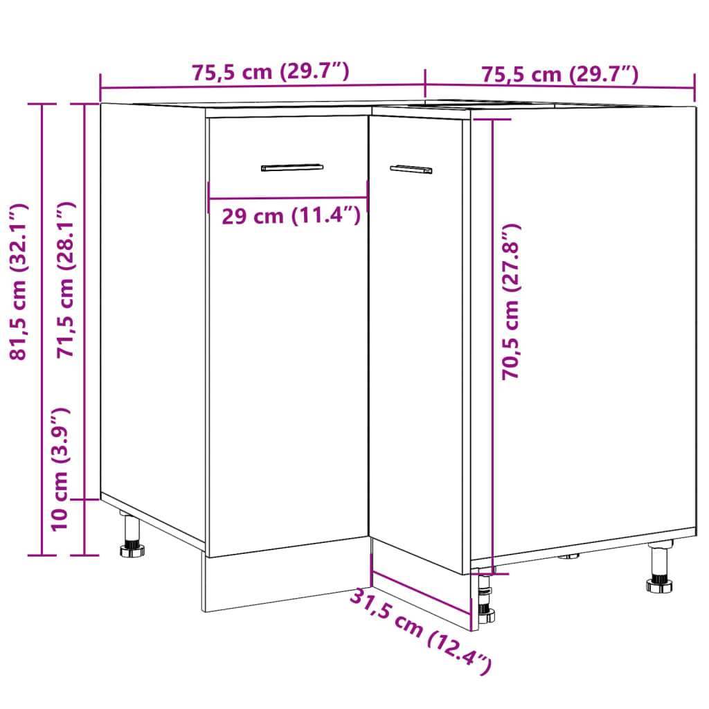 Kitchen Cabinet "Lyon" Old Wood 75,5x75,5x81,5 cm Engineered Wood