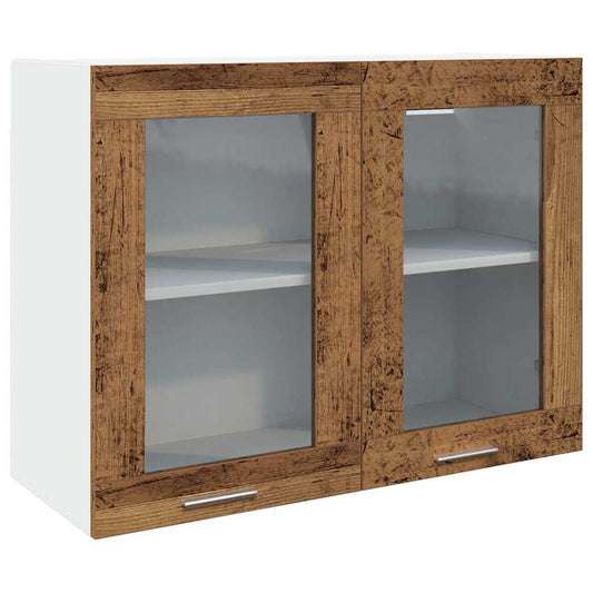 Hanging Glass Cabinet "Lyon" Old Wood 80x31x60 cm Engineered Wood Hanging Glass Cabinet "Lyon" Old Wood 80x31x60 cm Engineered Wood