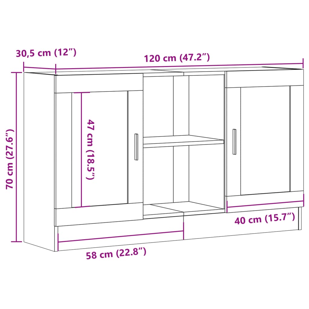 Sideboard Old Wood 120x30.5x70 cm Engineered Wood