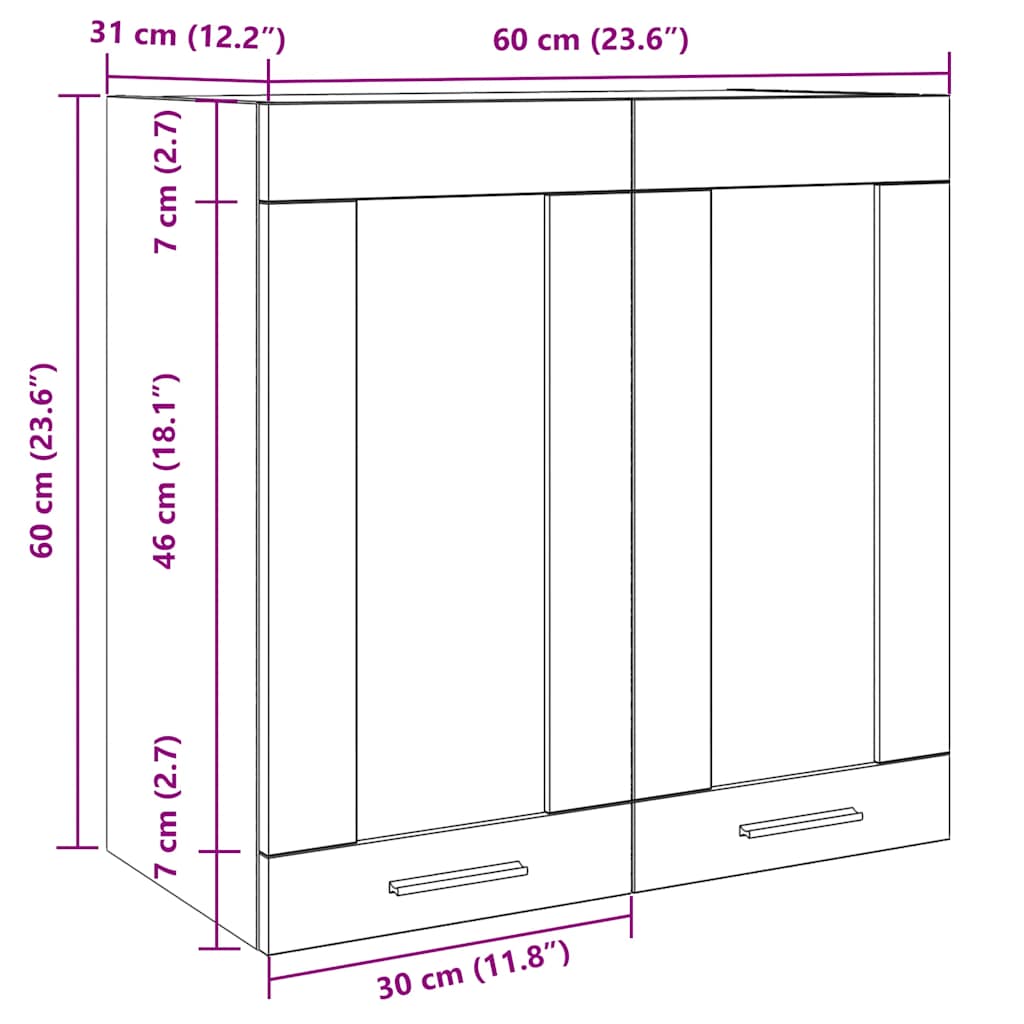 Kitchen Wall Cabinet "Lyon" with Glass Door Artisan Oak 60x31x60 cm