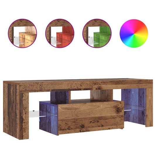 TV Cabinet with LED Lights Old Wood 120x36.5x40 cm Engineered Wood TV Cabinet with LED Lights Old Wood 120x36.5x40 cm Engineered Wood