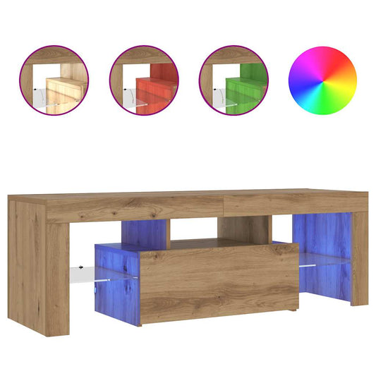 TV Cabinet with LED Lights Artisan Oak 120x36.5x40 cm Engineered Wood TV Cabinet with LED Lights Artisan Oak 120x36.5x40 cm Engineered Wood
