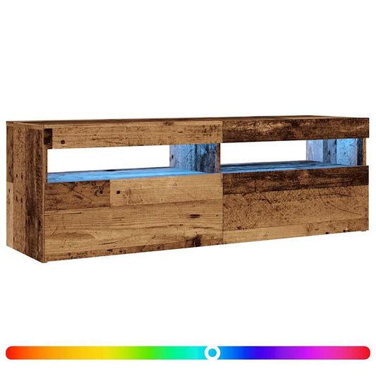 TV Cabinet with LED Lights Old Wood 120x35x40 cm Engineered Wood TV Cabinet with LED Lights Old Wood 120x35x40 cm Engineered Wood