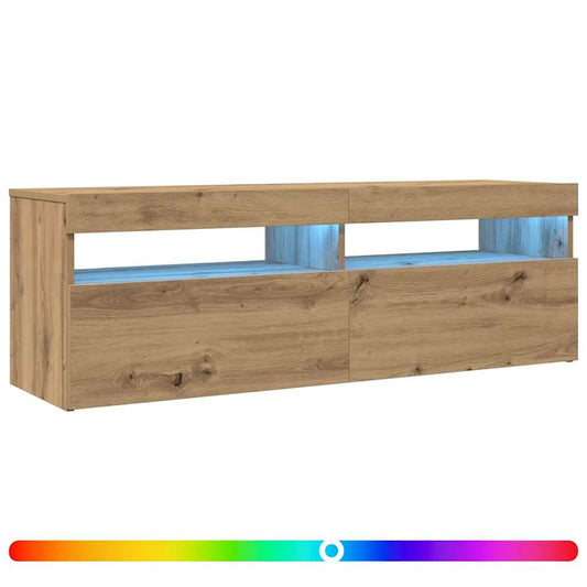 TV Cabinet with LED Lights Artisan Oak 120x35x40 cm Engineered Wood TV Cabinet with LED Lights Artisan Oak 120x35x40 cm Engineered Wood