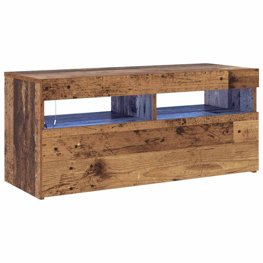 TV Cabinet with LED Lights Old Wood 90x35x40 cm Engineered Wood TV Cabinet with LED Lights Old Wood 90x35x40 cm Engineered Wood