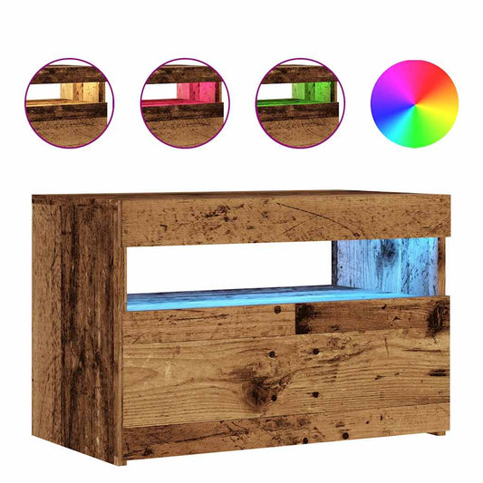 TV Cabinet with LED Lights Old Wood 60x35x40 cm Engineered Wood TV Cabinet with LED Lights Old Wood 60x35x40 cm Engineered Wood