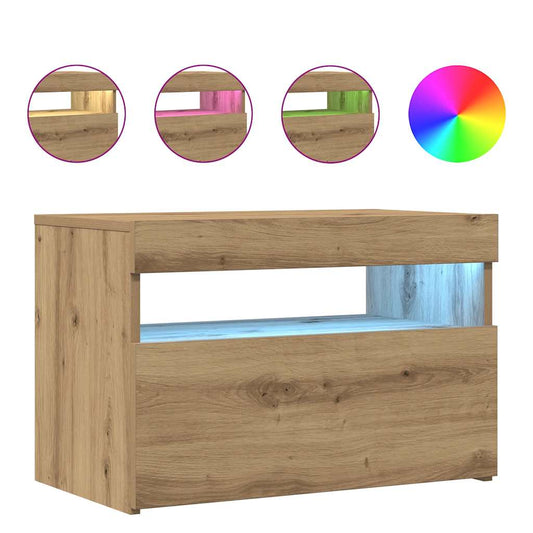 TV Cabinet with LED Lights Artisan Oak 60x35x40 cm Engineered Wood TV Cabinet with LED Lights Artisan Oak 60x35x40 cm Engineered Wood