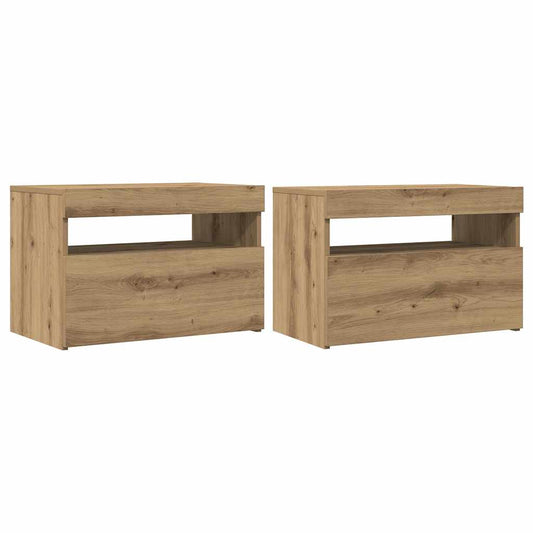 TV Cabinets with LED Lights 2 pcs Artisan Oak Engineered Wood TV Cabinets with LED Lights 2 pcs Artisan Oak Engineered Wood