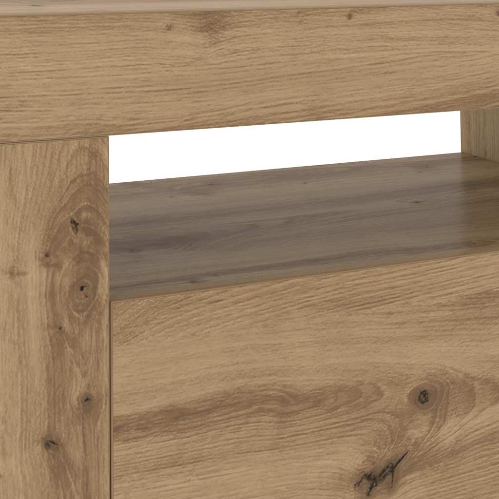 TV Cabinet with LED Lights Artisan Oak 120x35x40 cm Engineered Wood