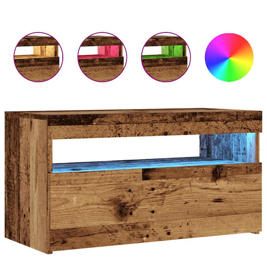 TV Cabinet with LED Lights Old Wood 75x35x40 cm Engineered Wood TV Cabinet with LED Lights Old Wood 75x35x40 cm Engineered Wood
