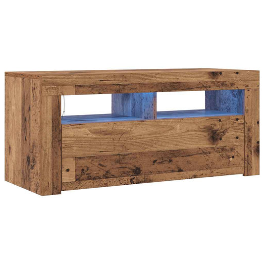 TV Cabinet with LED Lights Old Wood 90x35x40 cm Engineered Wood TV Cabinet with LED Lights Old Wood 90x35x40 cm Engineered Wood