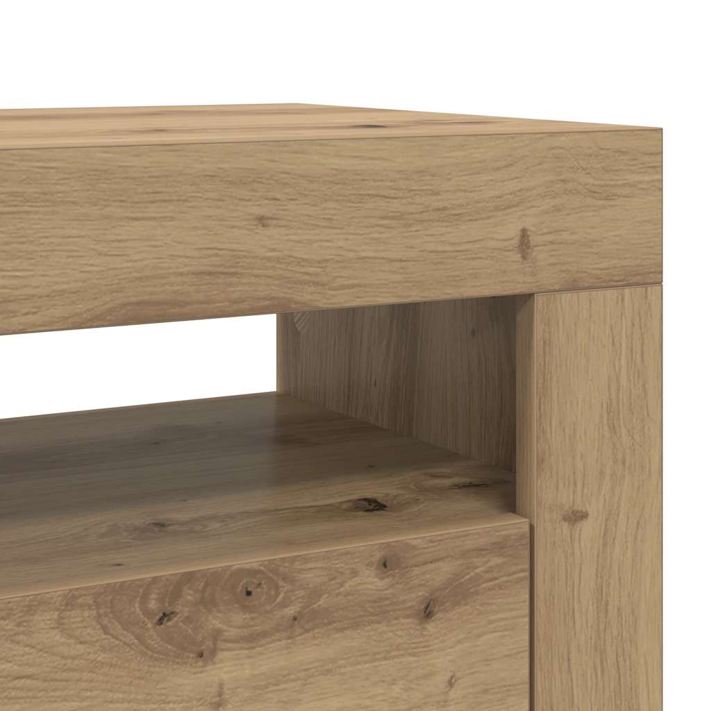 TV Cabinet with LED Lights Artisan Oak 90x35x40 cm Engineered Wood