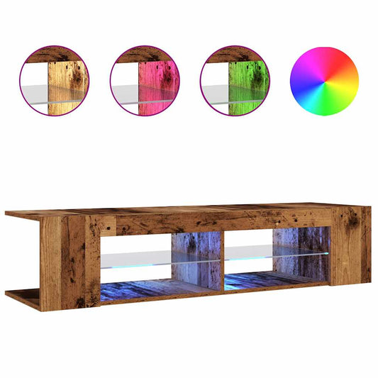 TV Cabinet with LED Lights Old Wood 135x39x30 cm Engineered Wood TV Cabinet with LED Lights Old Wood 135x39x30 cm Engineered Wood