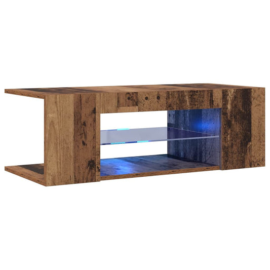 TV Cabinet with LED Lights Old Wood 90x39x30 cm Engineered Wood TV Cabinet with LED Lights Old Wood 90x39x30 cm Engineered Wood